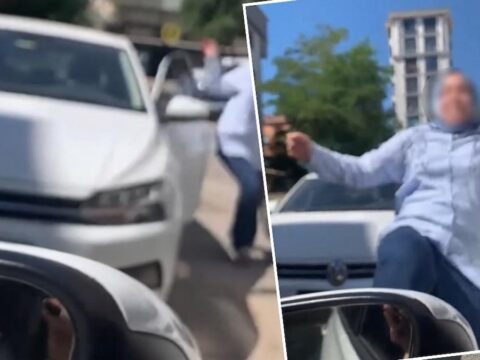İstanbul trafiğinde iki kadın karşı karşıya geldi! Araçtan fırladı uçan tekme attı